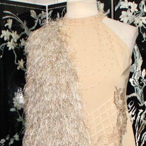 BEADED COCKTAIL DRESS, BEIGE PLUS NWT 18 (mother of bride)